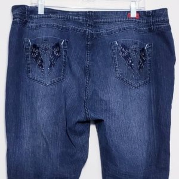 ♡🔸️VBLUE jeans w/angel wings on rear pockets✔sz 19/20 - Picture 3 of 6